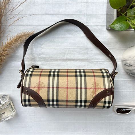 burberry check barrel shoulder bag.